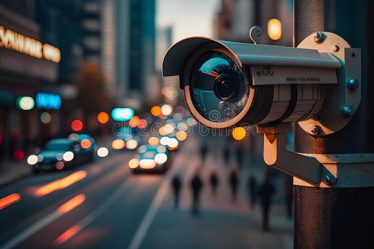 CCTV Camera or surveillance operating on street…
